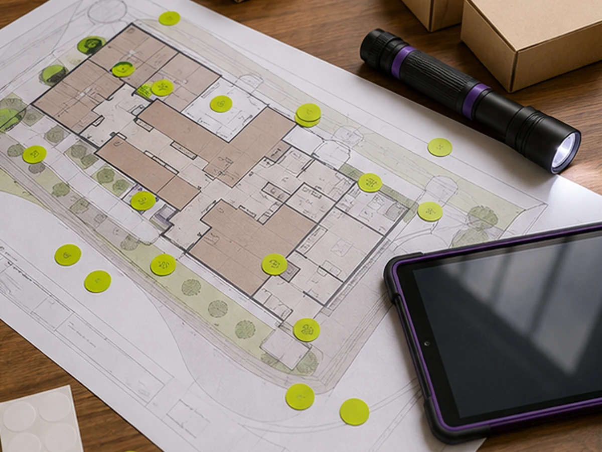 London pest-control technician mapping evidence for Pest Monitoring London