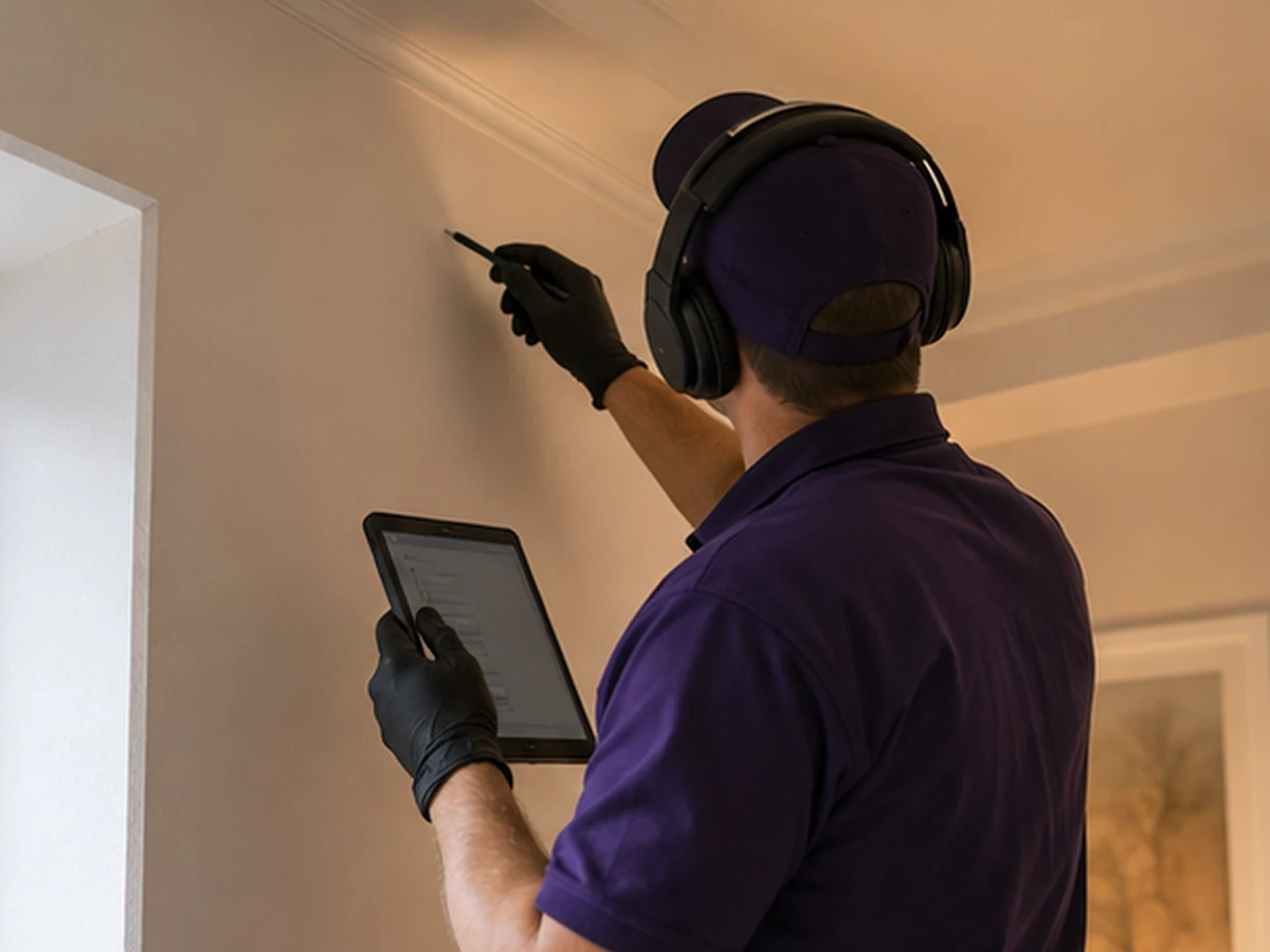 London pest-control technician mapping evidence for Scratching Noises London